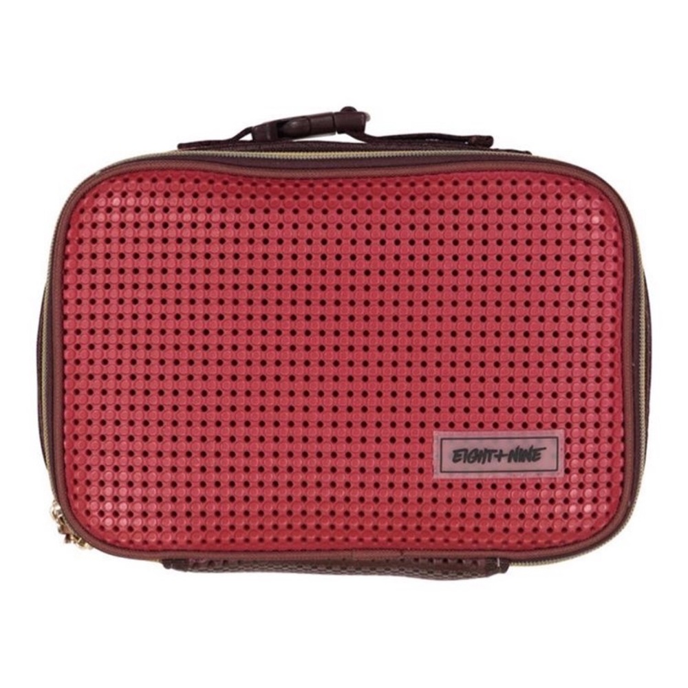 Kids Eight Nine Red and Brown lunch bag